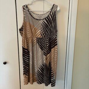 T-shirt Style ladies sundress, tan, gray and black, size 1X